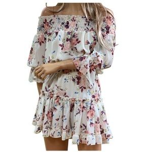 MISA Los Angeles Off the Shoulder Floral Dress